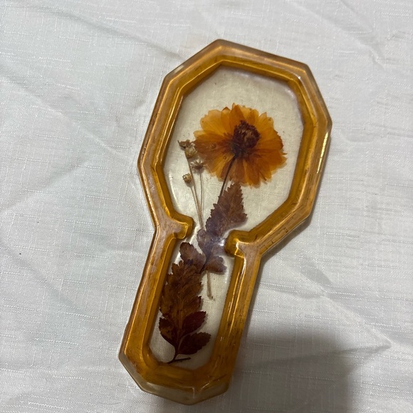 Vintage Lucite and Pressed Flower Spoon Holder - Picture 2 of 5